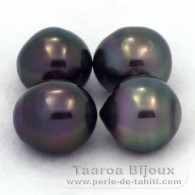 Lot von 4 Semi Barocke TahitiPerlen C von 10.1 bis 10.4 mm