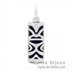 Silber und schwarzer Achat Tiki - 17 mm - Glck