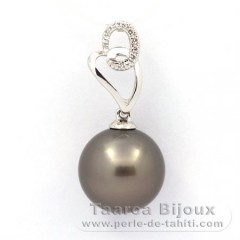Sterling Silber Anhnger und 1 Rund TahitiPerle C 11.5 mm