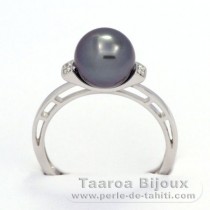 Rhodiniertem 925er Sterling Silber Ring und 1 Rund TahitiPerle C 8.6 mm