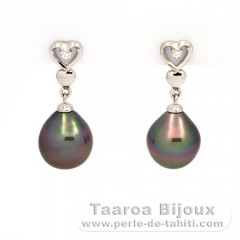 Sterling Silber Ohrringe und 2 Semi Barocke TahitiPerlen A 9.1 mm