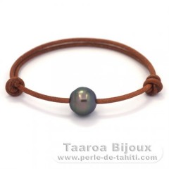 Leder Armband und 1 Semi Barock TahitiPerle C 11.9 mm