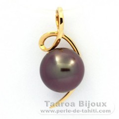 18K Gold Anhnger und 1 Rund TahitiPerle B 9.2 mm
