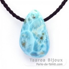 Baumwolle Halsband und 1 Larimar - 38 x 23 x 18 mm - 26.3 gr