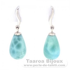 Silber Ohrringe und 2 Larimar - 13 x 8 mm - 2.6 gr