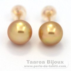 18K Gold Ohrringe und 2 Semi Barocke AustralianPerlen B 8.5 mm