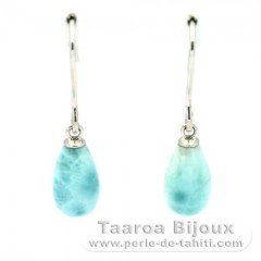 Silber Ohrringe und 2 Larimar - 10 x 6 mm - 1.2 gr