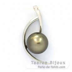 Sterling Silber Anhnger und 1 Rund TahitiPerle C 8.5 mm