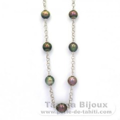 Sterling Silber Halsband und 15 Semi Barocke TahitiPerlen
