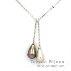 Sterling Silber Halsband und 2 Tahiti Keishi