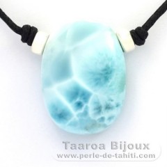 Baumwolle Halsband und 1 Larimar - 28 x 21 x 10 mm - 11.2 gr