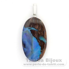 18K Weissgold Anhnger und 1 Australischer Boulder Opal - 20 karat