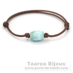 Baumwolle Armband und 1 Larimar - 12 x 9 mm - 2.3 gr