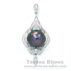 Sterling Silber Anhnger und 1 Fast Rund TahitiPerle B/C 13 mm