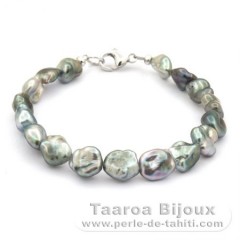 Armband aus 17 Tahiti Keishi und Silber