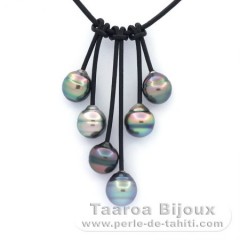 Leder Halsband und 6 Circlese TahitiPerlen B/C 10 bis 10.5 mm