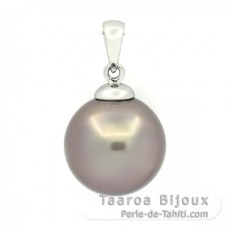 18K Weissgold Anhnger und 1 Rund TahitiPerle B 13.6 mm
