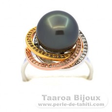 Rhodiniertem 925er Sterling Silber Ring und 1 Rund TahitiPerle C 12.5 mm