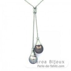 Sterling Silber Halsband und 2 Semi Barocke TahitiPerlen C 12.1 mm