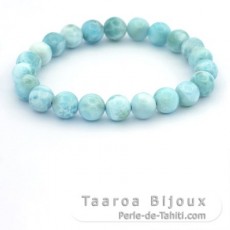 Armband aus 22 Larimar-Perlen - 8 bis 8.4 mm - 15 cm - 17.5 gr