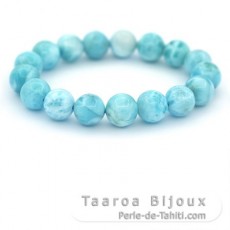 Armband aus 17 Larimar-Perlen - 11.6 bis 12.1 mm - 16 cm - 41.5 gr