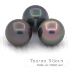 Lot von 3 Fast Runde TahitiPerlen C von 10.7 bis 10.8 mm