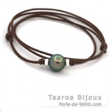 Baumwolle Halsband und 1 Rund TahitiPerle C 11.9 mm