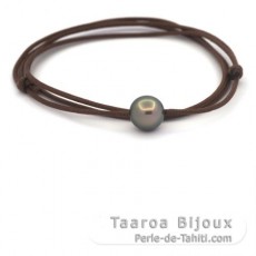 Baumwolle Halsband und 1 Fast Rund TahitiPerle C 11 mm
