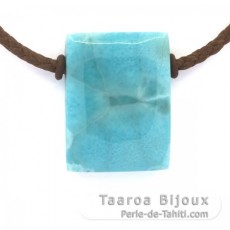 Baumwolle Halsband und 1 Larimar - 28 x 21 x 8 mm - 11.6 gr