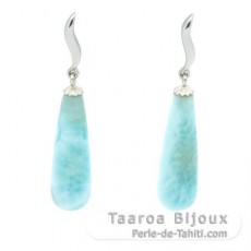Silber Ohrringe und 2 Larimar - 22 x 7 mm - 3.8 gr