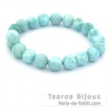 Armband aus 20 Larimar-Perlen 9 bis 9.5 mm - 15 cm - 22.1 gr