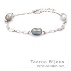 Silber Armband und 3 Tahiti Keishi