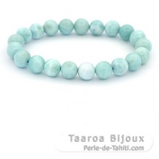 Armband aus 21 Larimar-Perlen - 8.5 bis 8.8 mm - 16 cm - 19.5 gr
