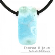 Leder Halsband und 1 Larimar - 36.5 x 18 x 9.5 mm - 13.9 gr