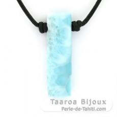 Leder Halsband und 1 Larimar - 37 x 11 x 6.8 mm - 6.3 gr
