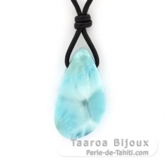 Leder Halsband und 1 Larimar - 31 x 17 x 9 mm - 8.2 gr