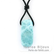 Leder Halsband und 1 Larimar - 34 x 15 x 8 mm - 8.4 gr