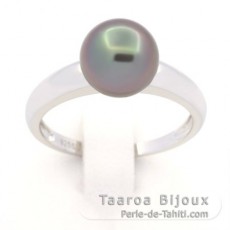 Rhodiniertem 925er Sterling Silber Ring und 1 Rund TahitiPerle B 8.7 mm