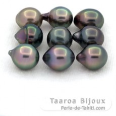 Lot von 9 Semi Barocke TahitiPerlen B von 8 bis 8.4 mm