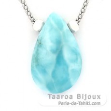 Sterling Silber Halsband und 1 Larimar - 31 x 20 x 8.5 mm - 8.5 gr