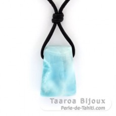 Leder Halsband und 1 Larimar - 25 x 18 x 10 mm - 9.3 gr