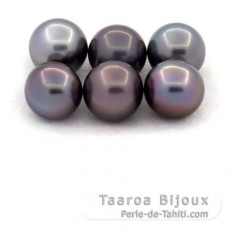 Lot von 6 Runde und Fast Runde TahitiPerlen C von 9.2 bis 9.4 mm