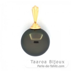 18K Gold Anhnger und 1 Rund TahitiPerle B 12.5 mm