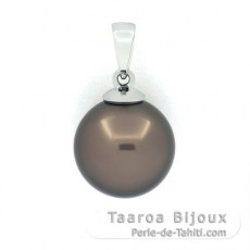 18K Weissgold Anhnger und 1 Rund TahitiPerle B 11.2 mm