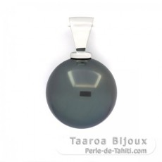 18K Weissgold Anhnger und 1 Rund TahitiPerle B 12.4 mm