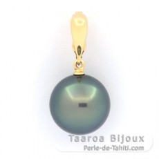 18K Gold Anhnger und 1 Rund TahitiPerle B 13.5 mm