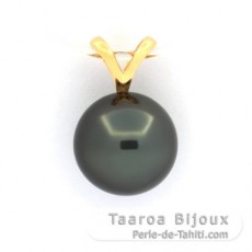 18K Gold Anhnger und 1 Rund TahitiPerle B 10.7 mm