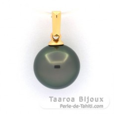 18K Gold Anhnger und 1 Rund TahitiPerle A 9.9 mm