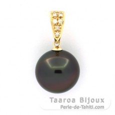 14K Gold Anhnger + 6 Diamante und 1 Rund TahitiPerle B 11.5 mm