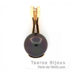 18K Gold Anhnger und 1 Rund TahitiPerle B 10 mm